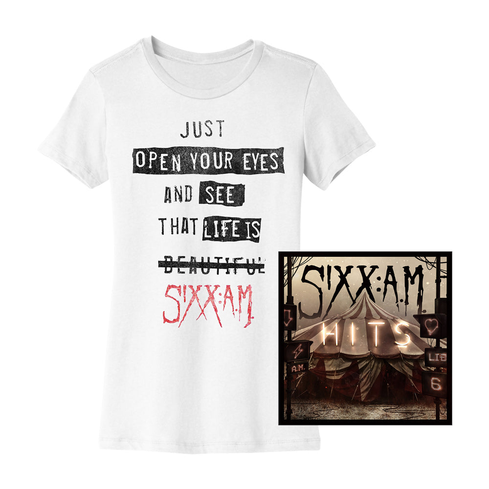 Sixx:A.M. HITS Ladies Tee + Choose Your Music Bundle